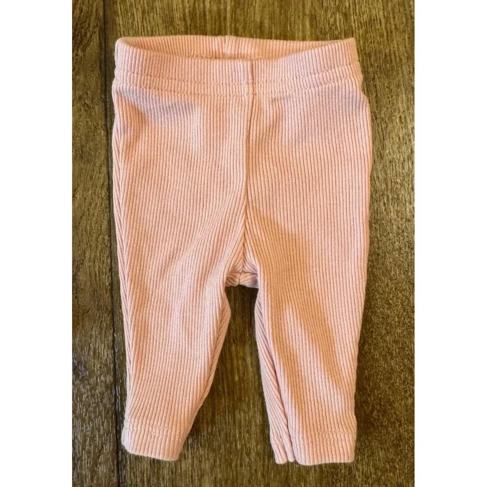 Carters Baby Outfit Girl Preemie Floral Short Sleeved Bodysuit Pink Ribbed Pants